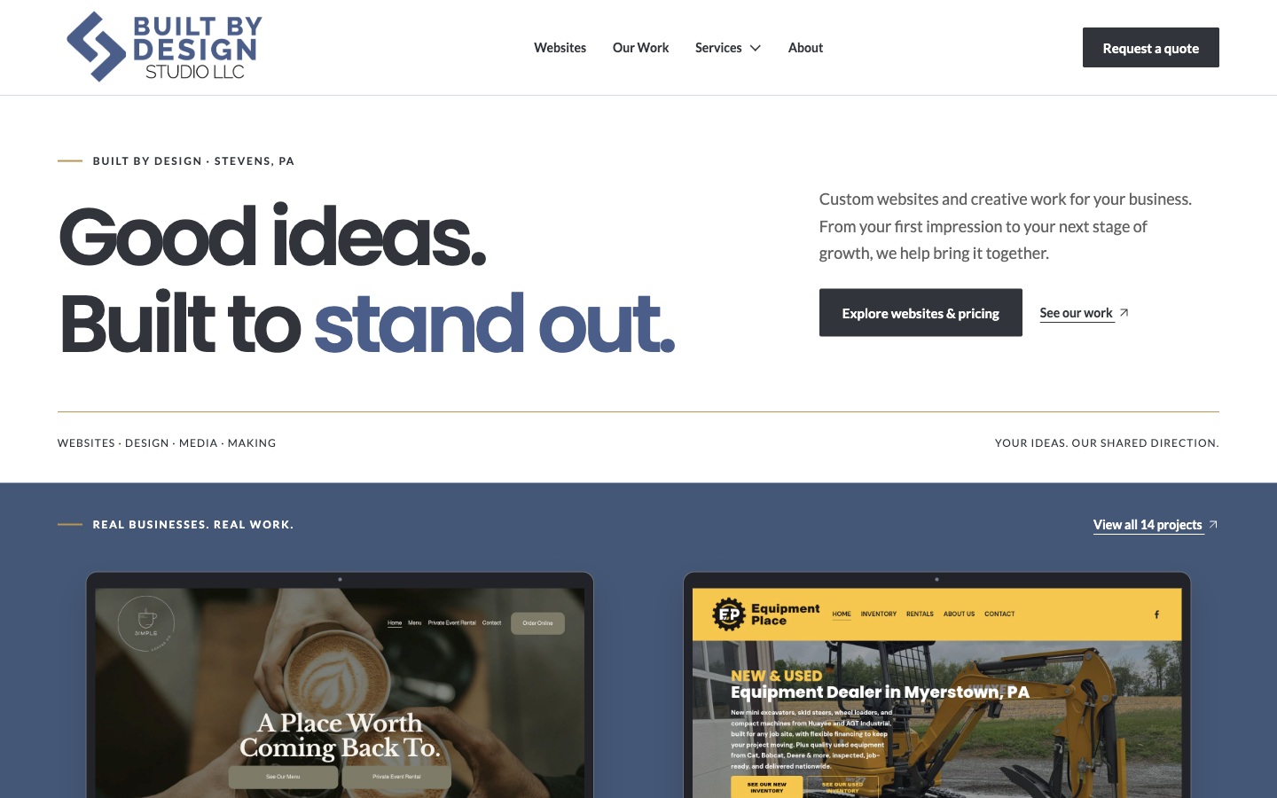 Homepage screenshot of Built by Design Studio