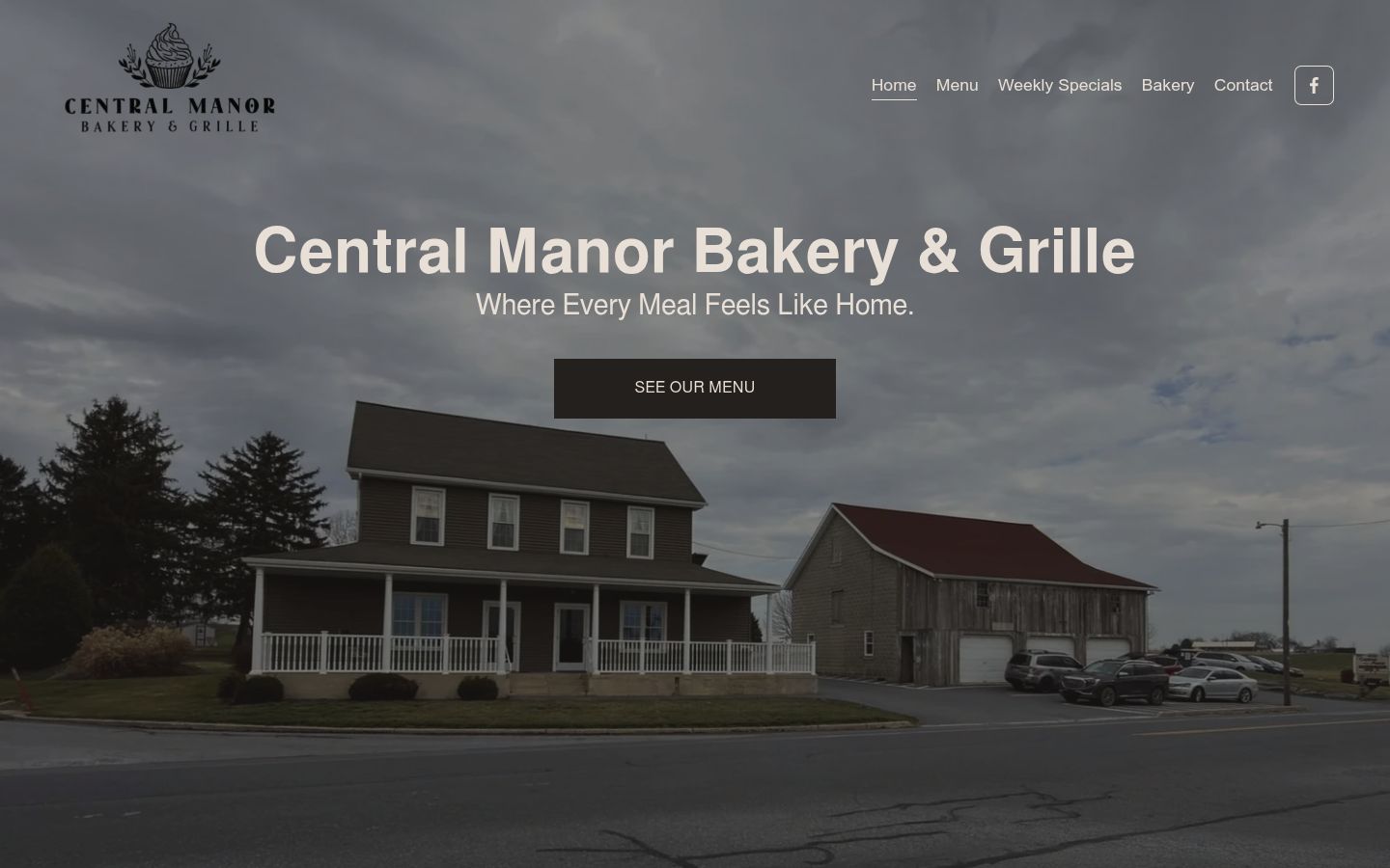Homepage screenshot of Central Manor Bakery