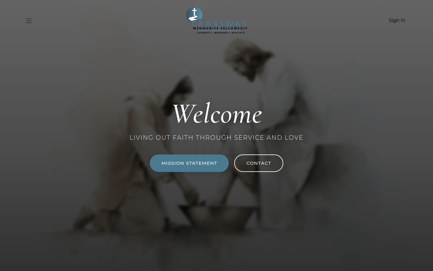 Homepage screenshot of Crossway Mennonite Fellowship