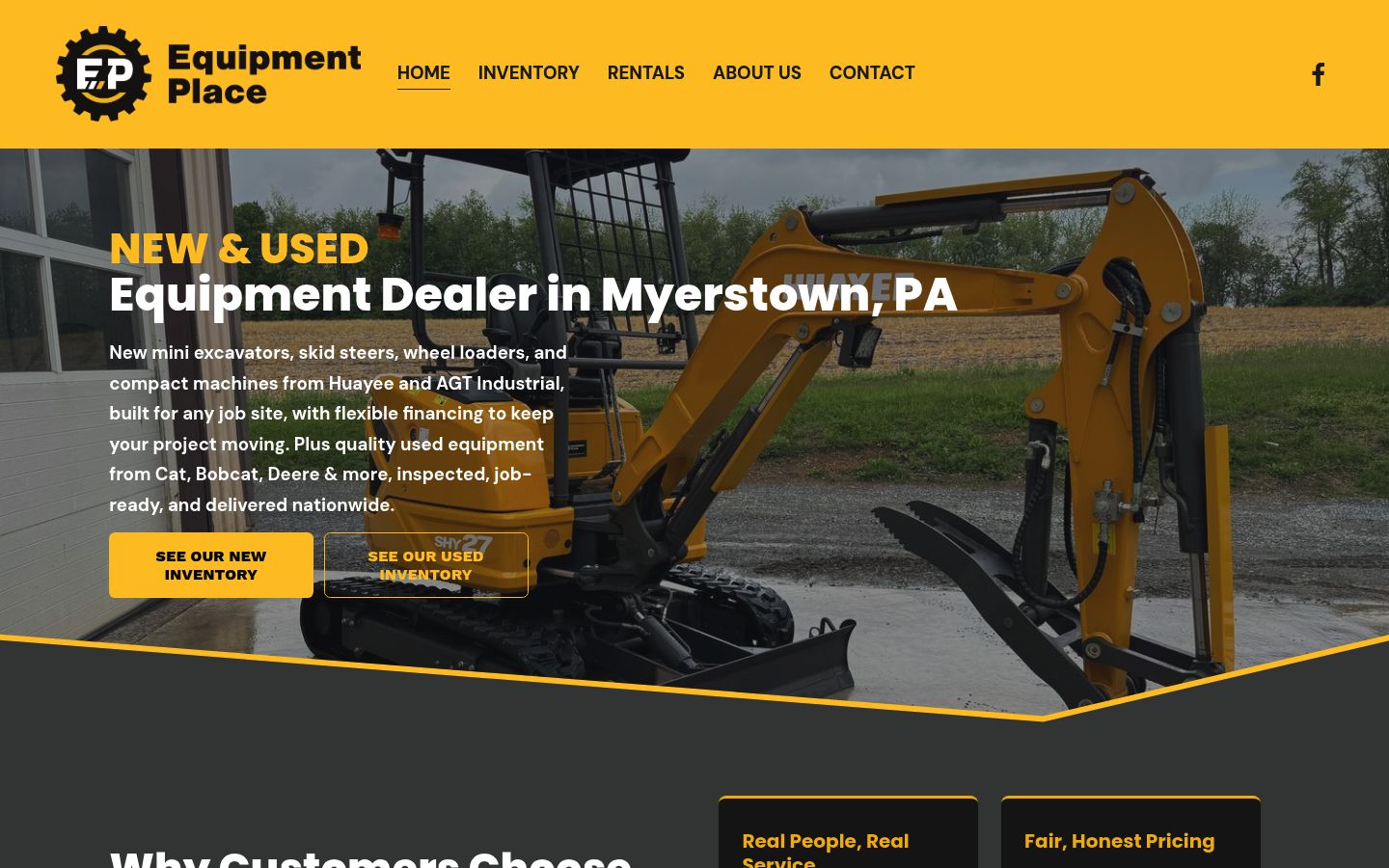 Homepage screenshot of Equipment Place LLC