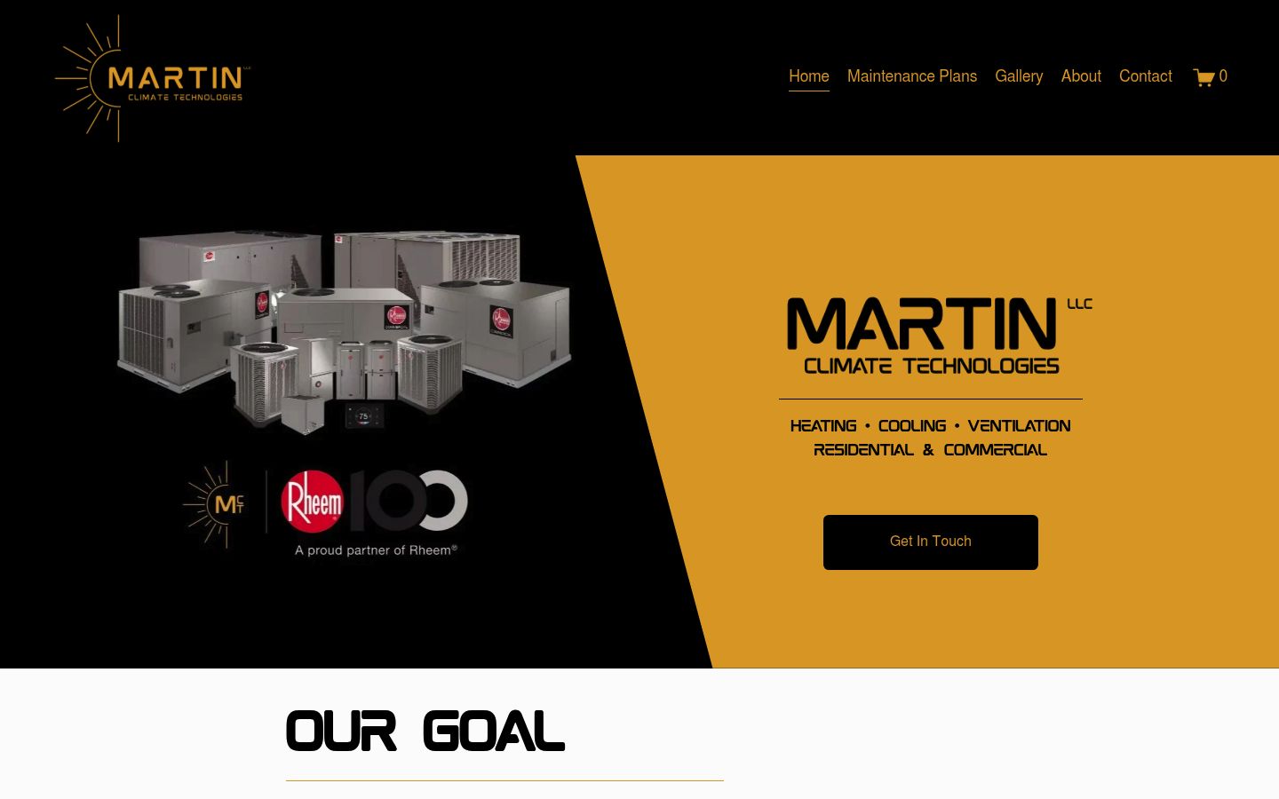 Homepage screenshot of Martin Climate Technologies