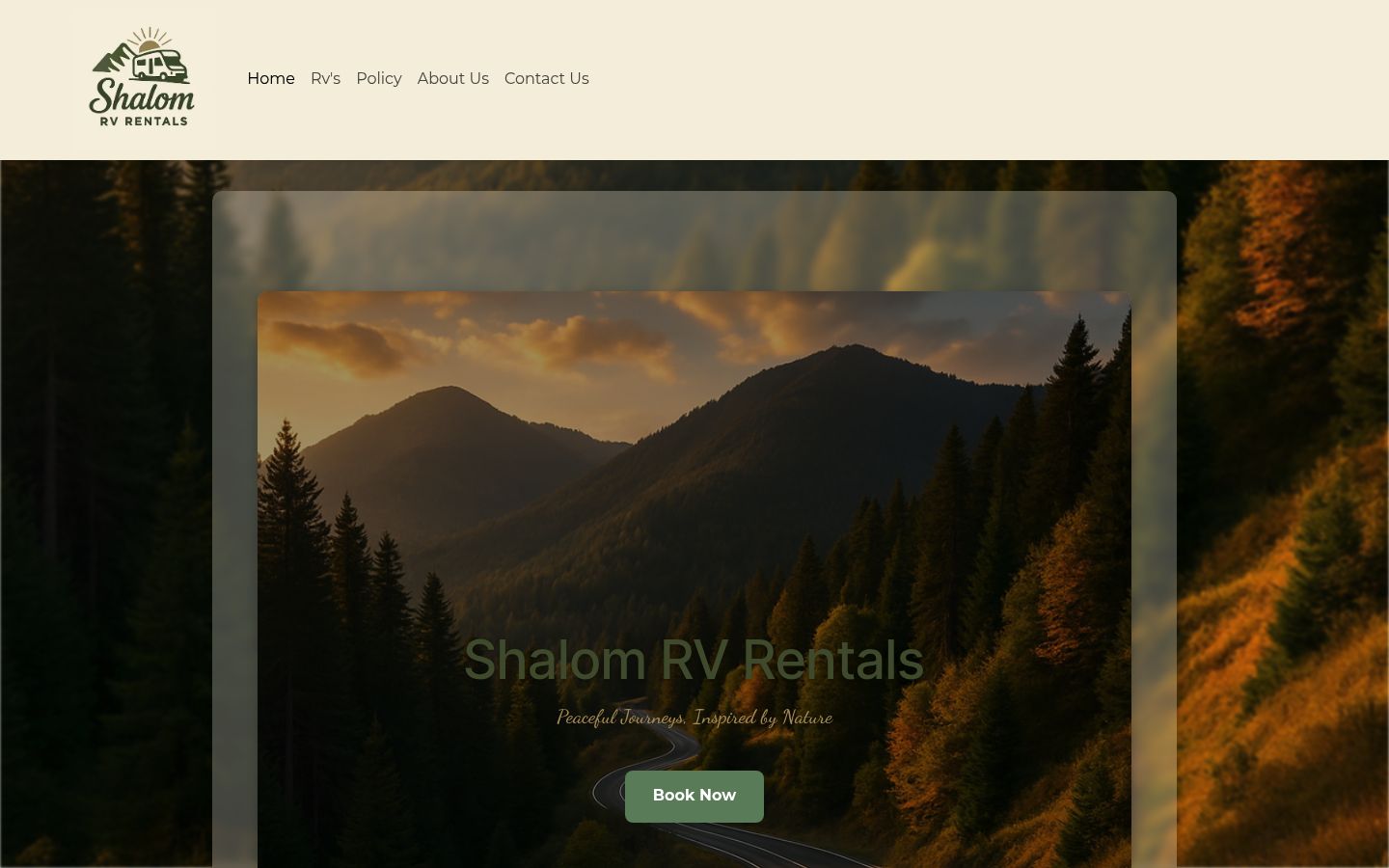 Homepage screenshot of Shalom RV