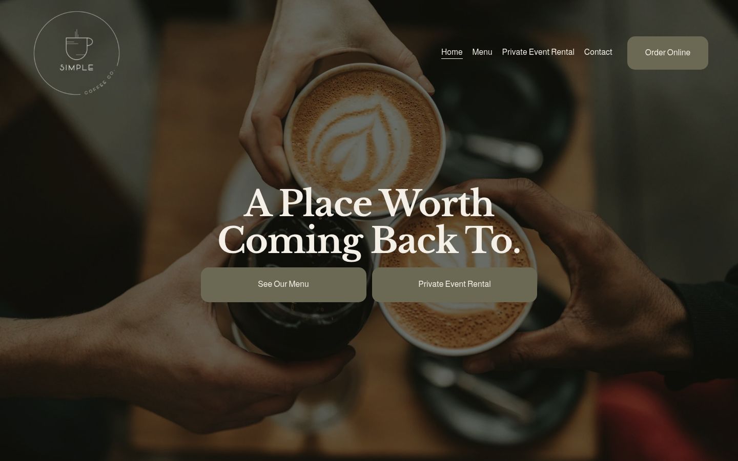 Homepage screenshot of Simple Coffee Co