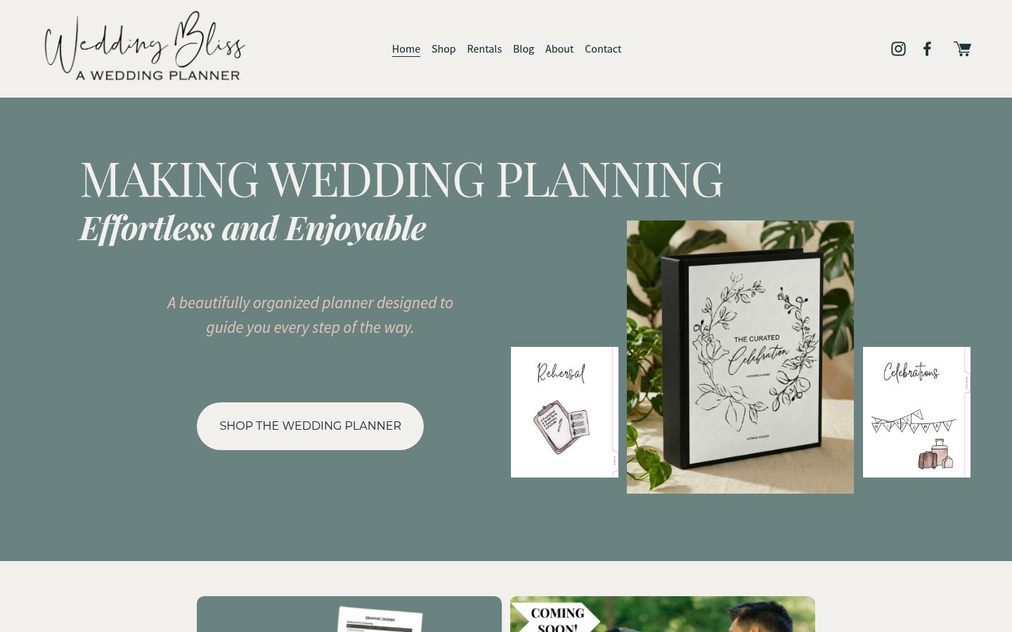 Homepage screenshot of Wedding Bliss Planner